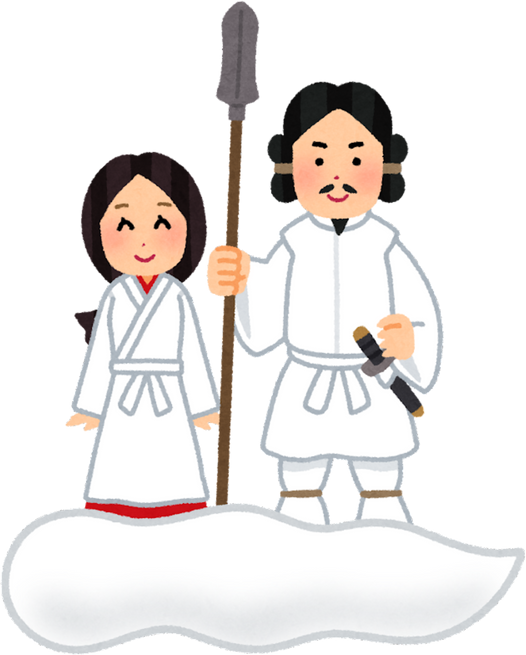 Illustration of Izanagi and Izanami, Shinto Deities